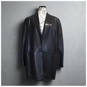 Siena Black Leather Longline Coat – Women’s Medium